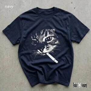 Smoking Cat Cigarette Funny Tshirt, Unisex Meme Shirt, Mens Funny